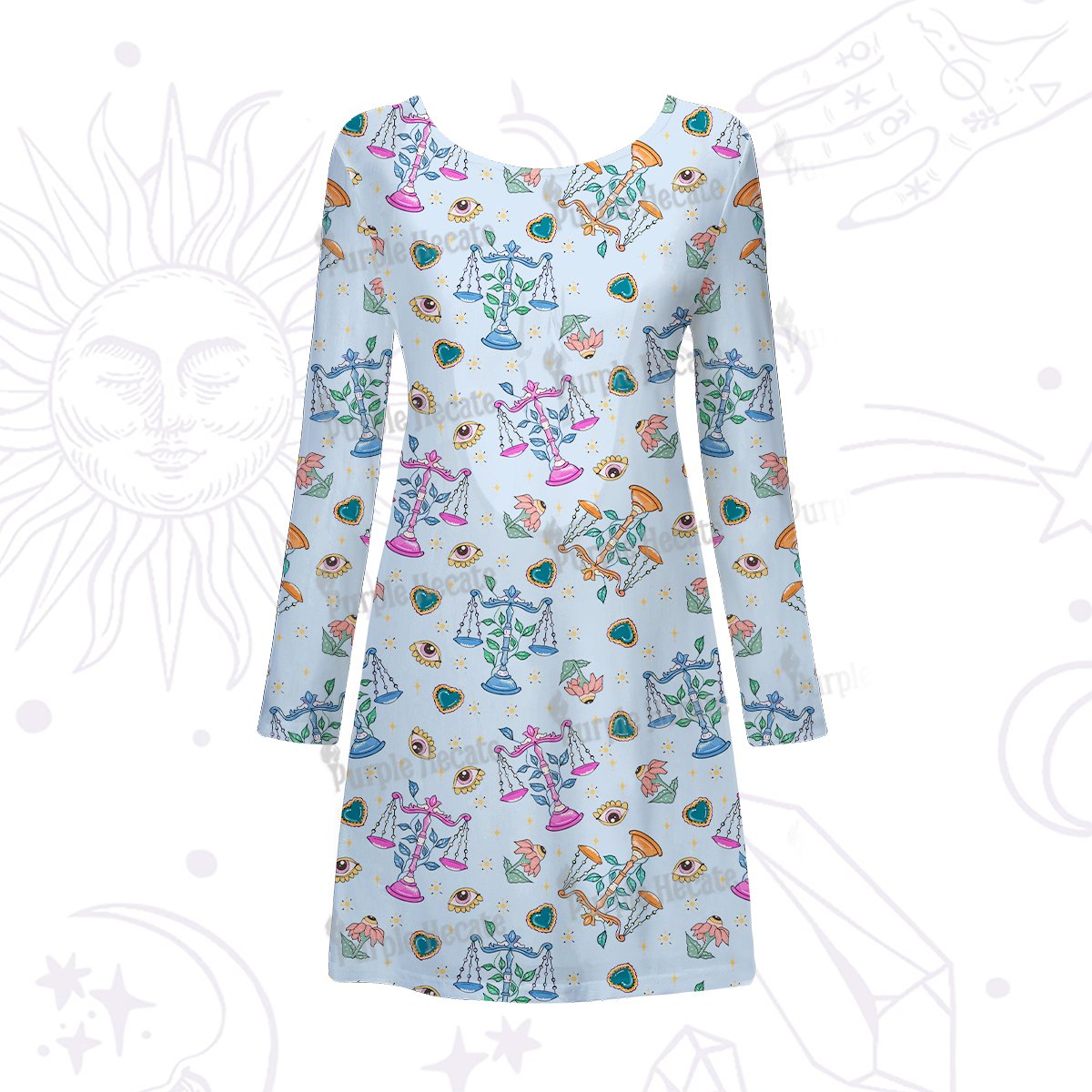 Purplehecate Libra Spirit Zodiac Beachwear Cover-Up Dress