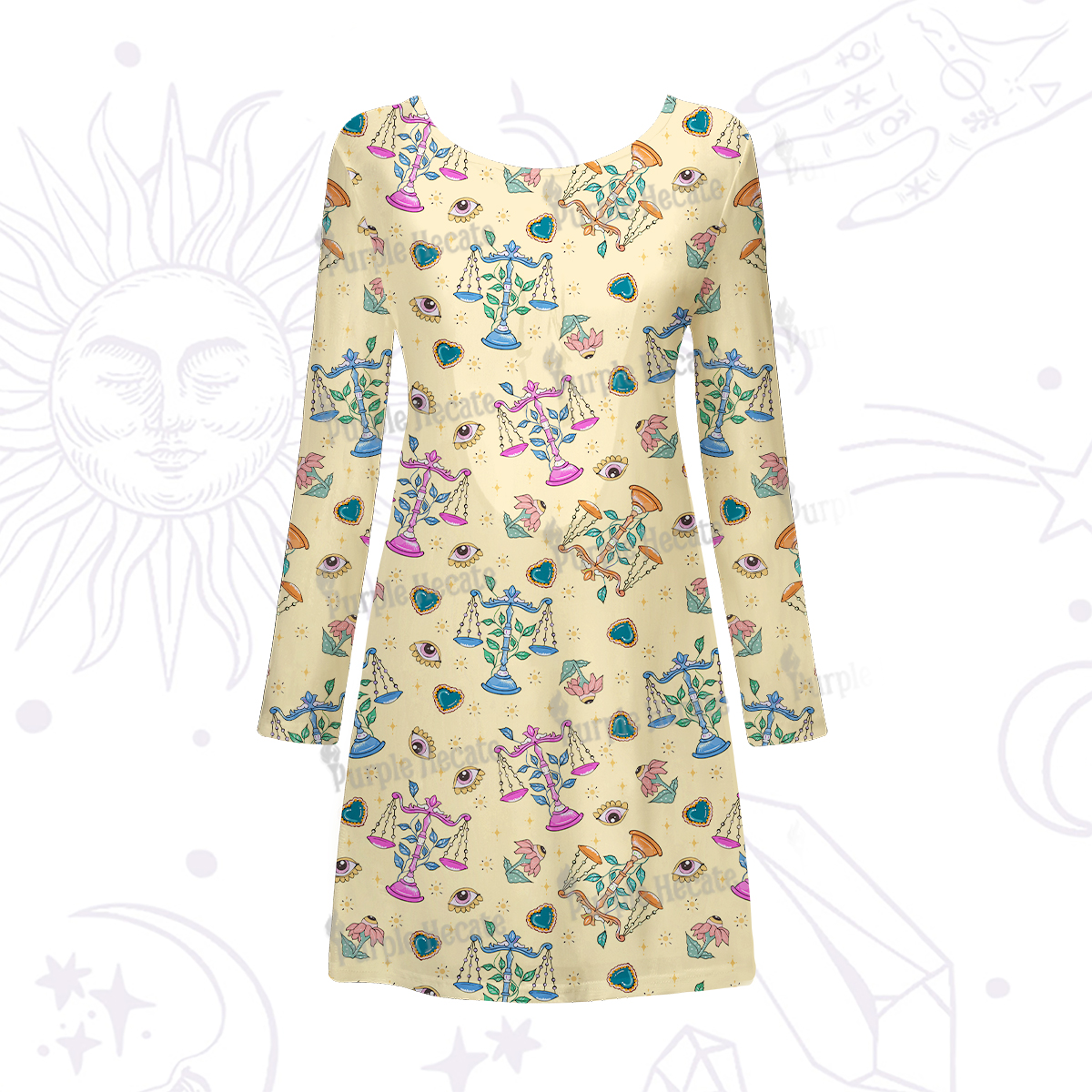 Purplehecate Libra Spirit Zodiac Beachwear Cover-Up Dress