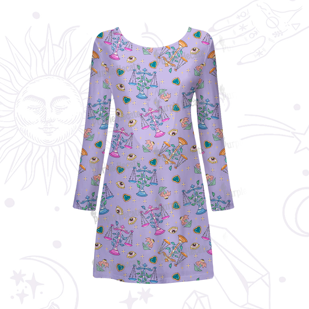 Purplehecate Libra Spirit Zodiac Beachwear Cover-Up Dress