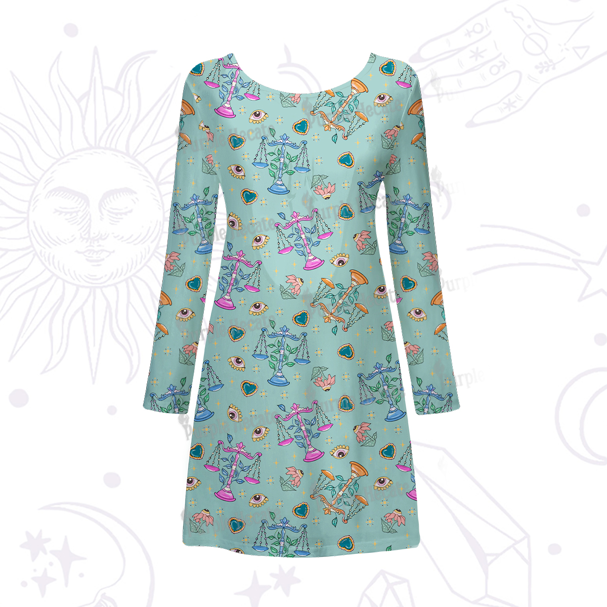 Purplehecate Libra Spirit Zodiac Beachwear Cover-Up Dress