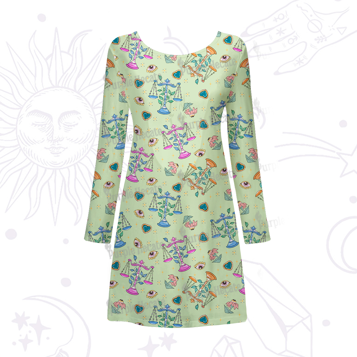 Purplehecate Libra Spirit Zodiac Beachwear Cover-Up Dress