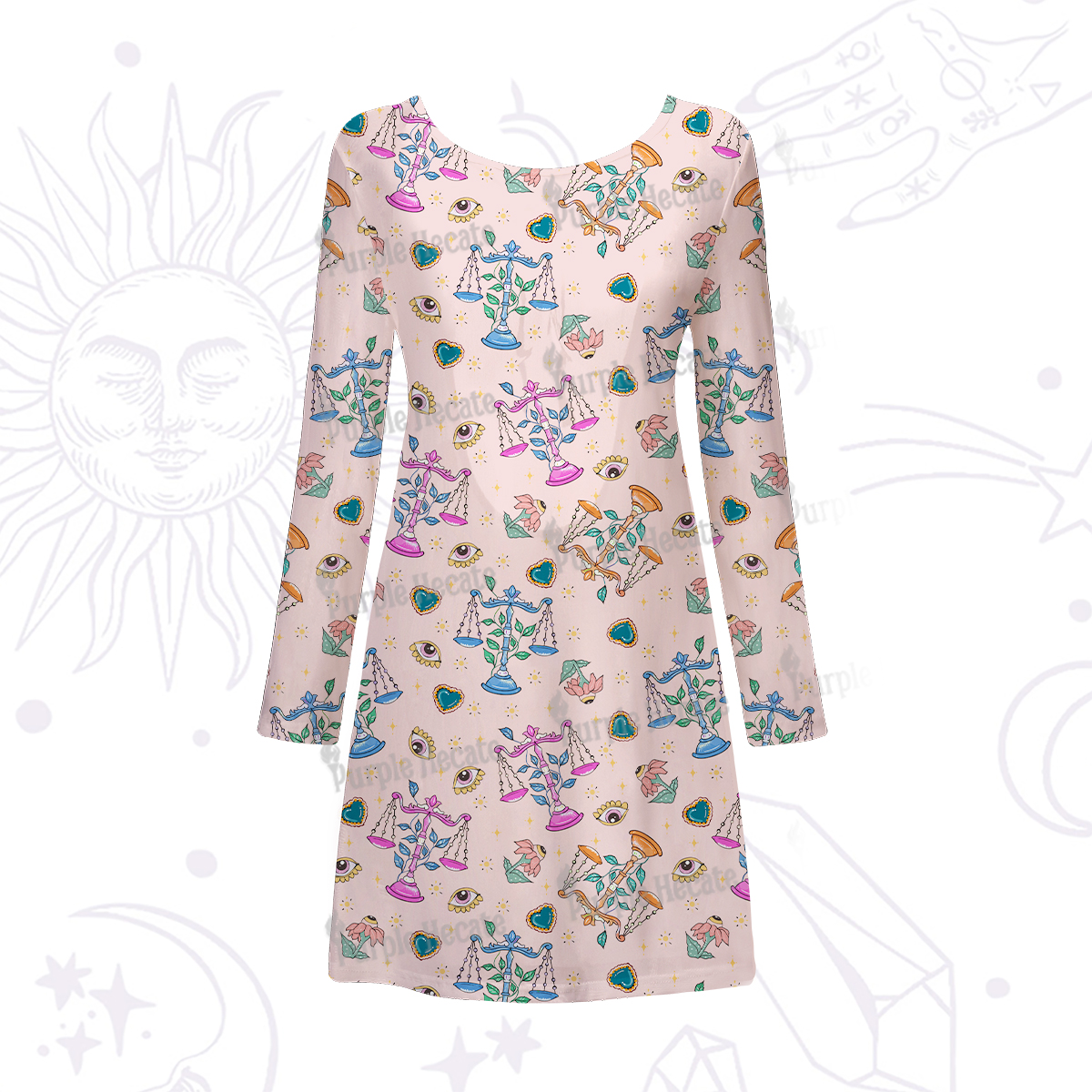 Purplehecate Libra Spirit Zodiac Beachwear Cover-Up Dress