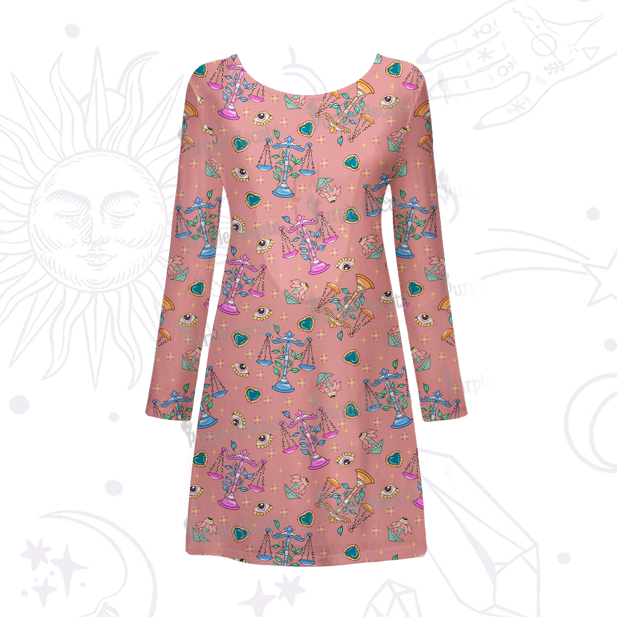 Purplehecate Libra Spirit Zodiac Beachwear Cover-Up Dress