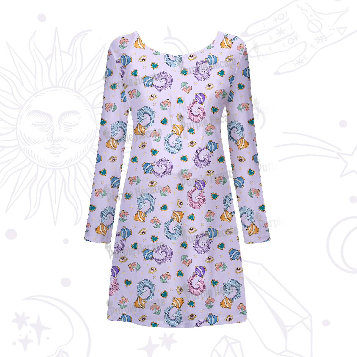 Purplehecate Aquarius Spirit Zodiac Beachwear Cover-Up Dress