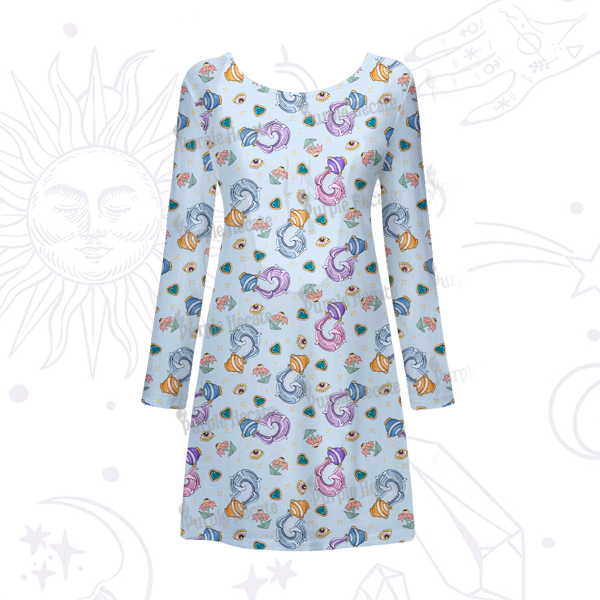 Purplehecate Aquarius Spirit Zodiac Beachwear Cover-Up Dress