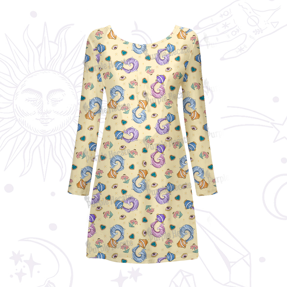 Purplehecate Aquarius Spirit Zodiac Beachwear Cover-Up Dress