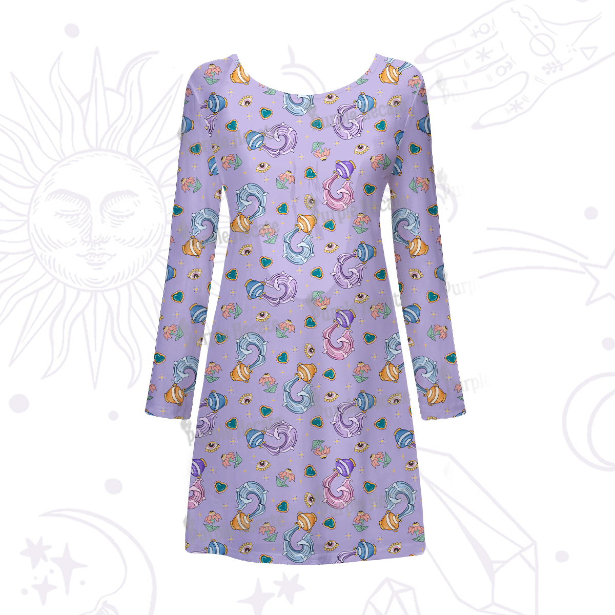 Purplehecate Aquarius Spirit Zodiac Beachwear Cover-Up Dress