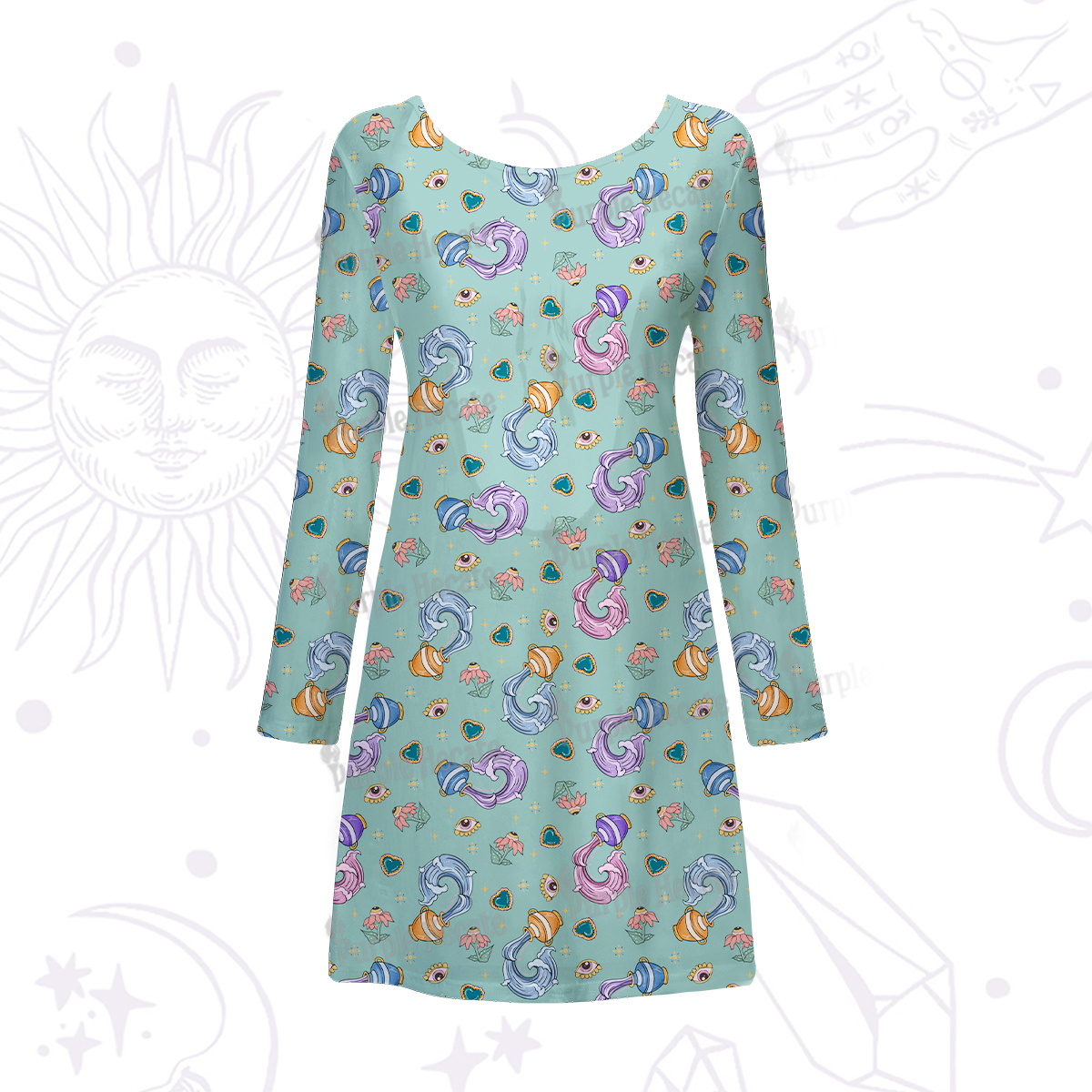 Purplehecate Aquarius Spirit Zodiac Beachwear Cover-Up Dress