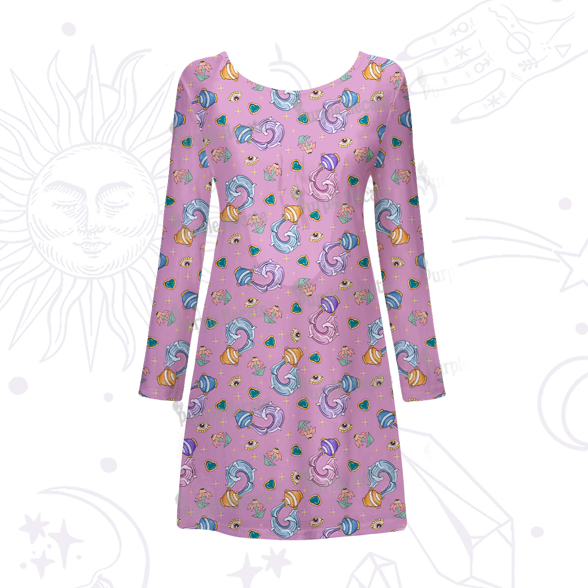 Purplehecate Aquarius Spirit Zodiac Beachwear Cover-Up Dress