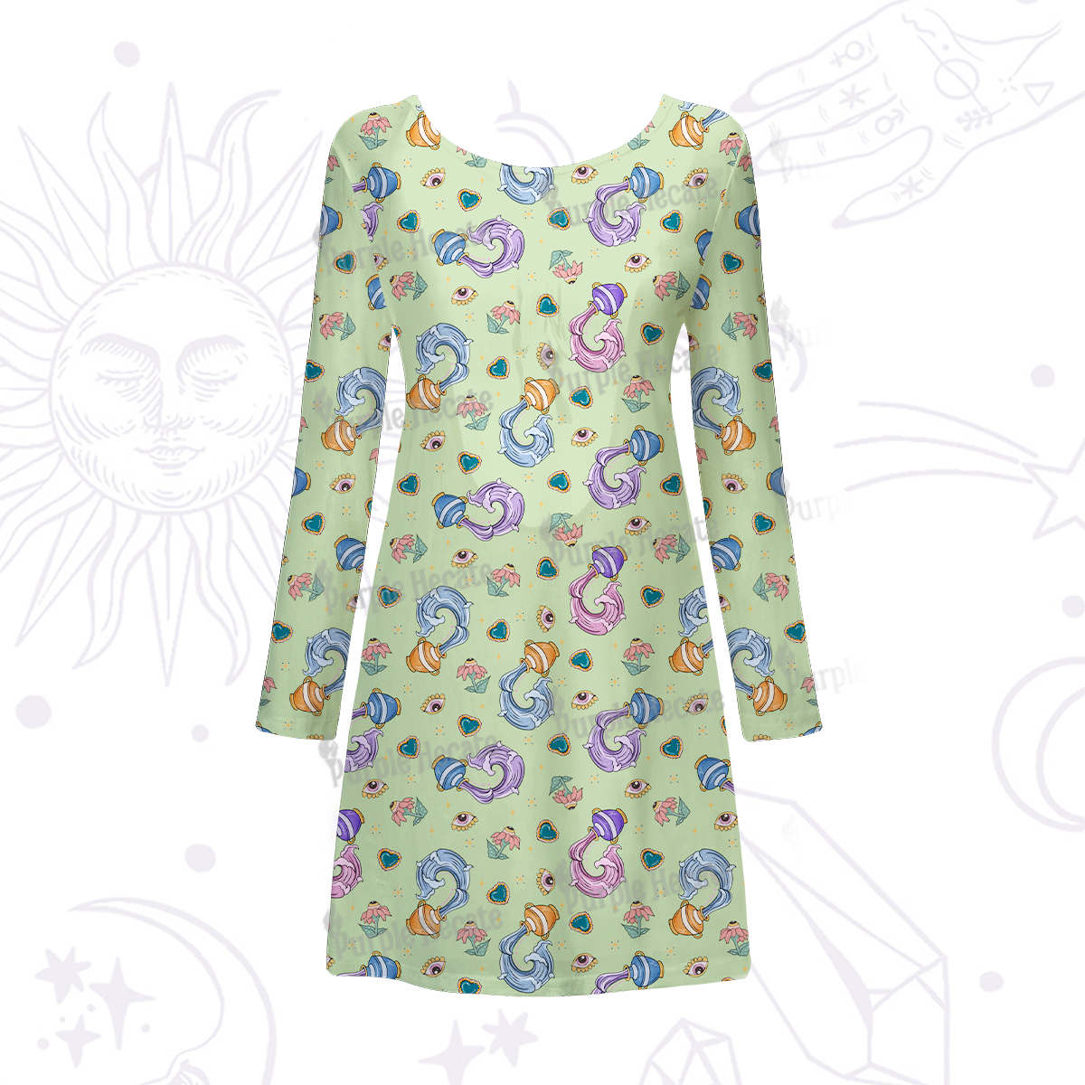 Purplehecate Aquarius Spirit Zodiac Beachwear Cover-Up Dress