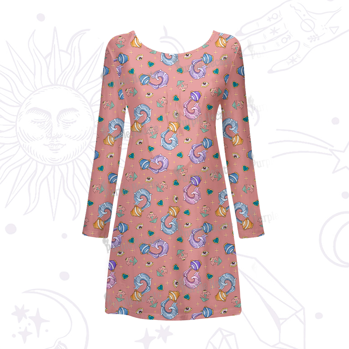 Purplehecate Aquarius Spirit Zodiac Beachwear Cover-Up Dress