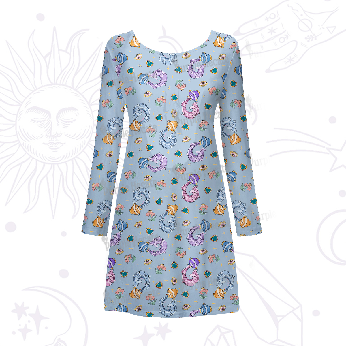 Purplehecate Aquarius Spirit Zodiac Beachwear Cover-Up Dress