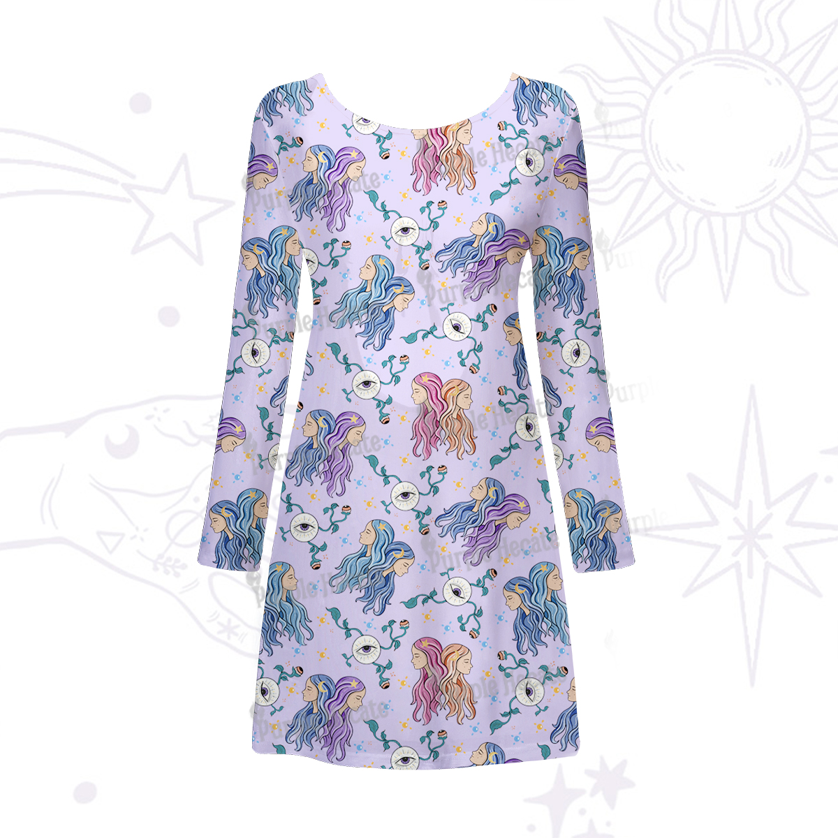 Purplehecate Gemini Spirit Zodiac Beachwear Cover-Up Dress