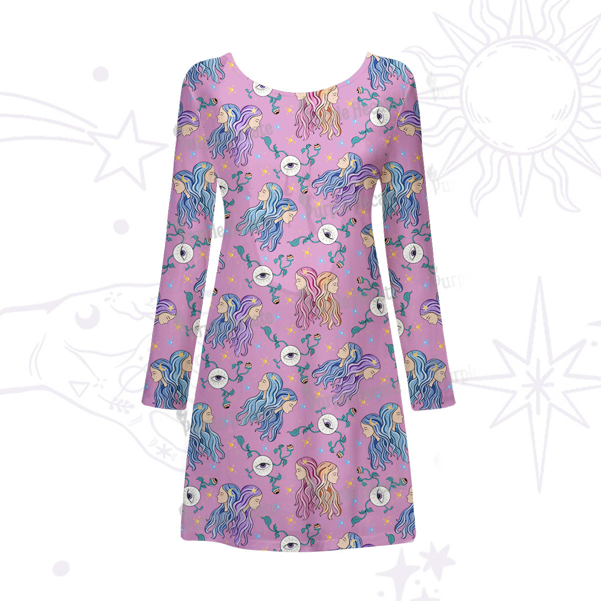 Purplehecate Gemini Spirit Zodiac Beachwear Cover-Up Dress