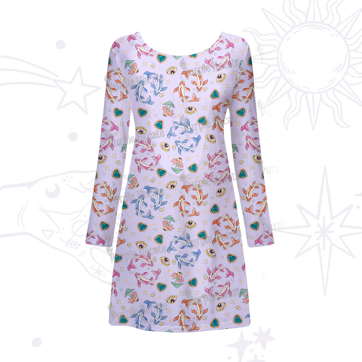 Purplehecate Pisces Spirit Zodiac Beachwear Cover-Up Dress