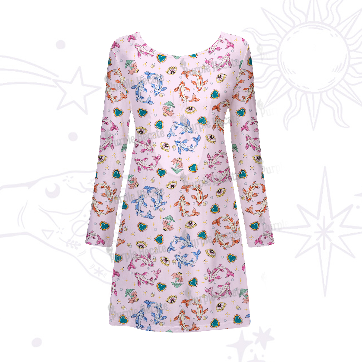 Purplehecate Pisces Spirit Zodiac Beachwear Cover-Up Dress