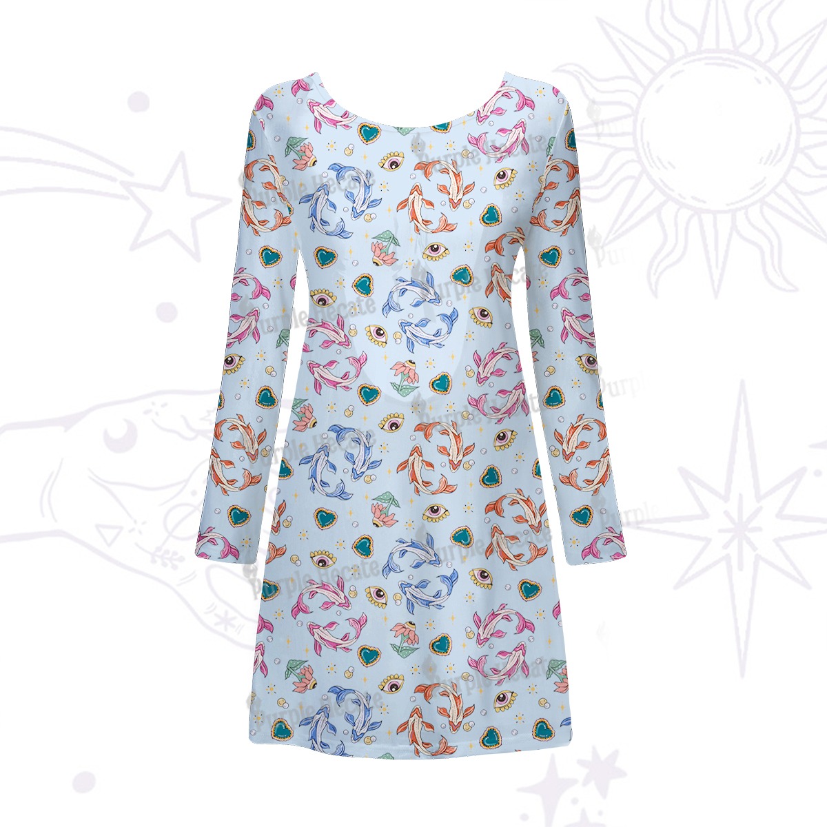 Purplehecate Pisces Spirit Zodiac Beachwear Cover-Up Dress