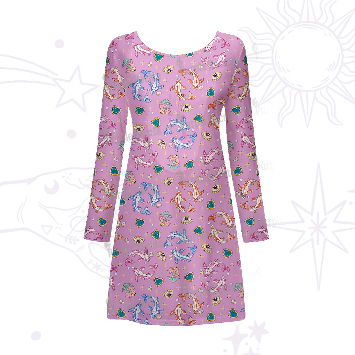 Purplehecate Pisces Spirit Zodiac Beachwear Cover-Up Dress