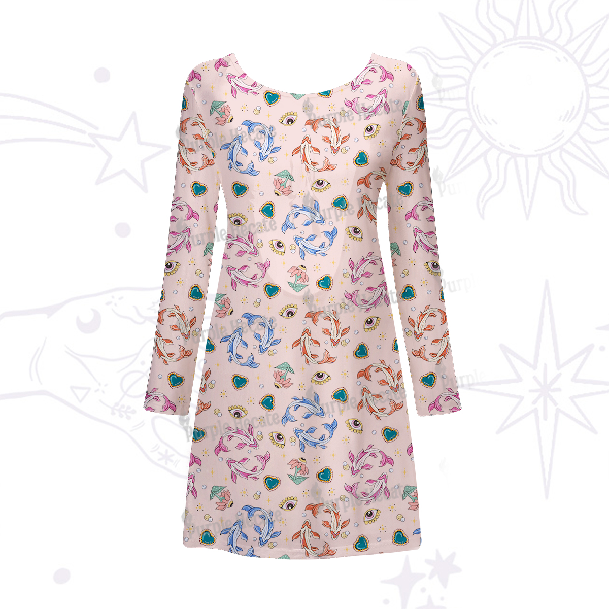 Purplehecate Pisces Spirit Zodiac Beachwear Cover-Up Dress