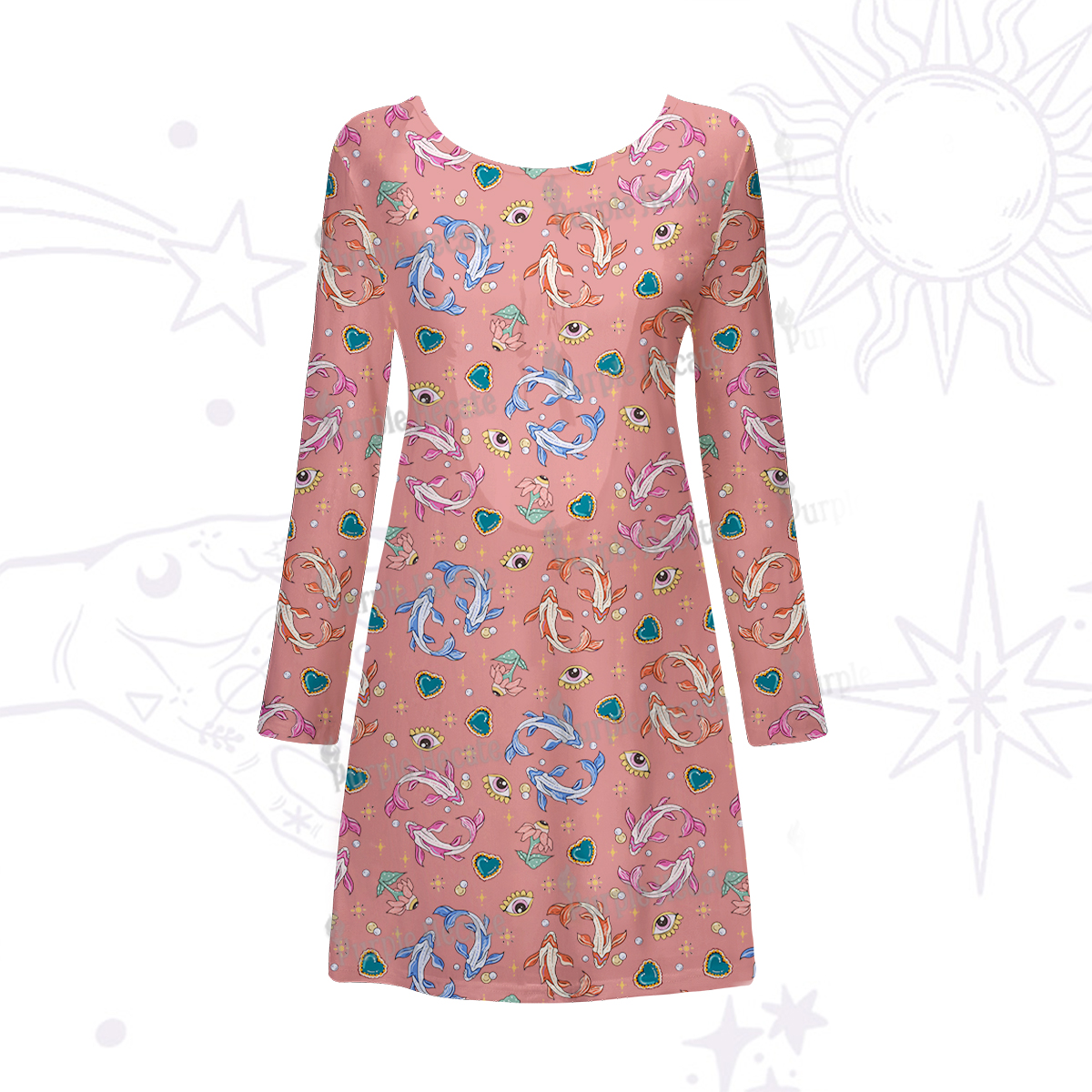 Purplehecate Pisces Spirit Zodiac Beachwear Cover-Up Dress