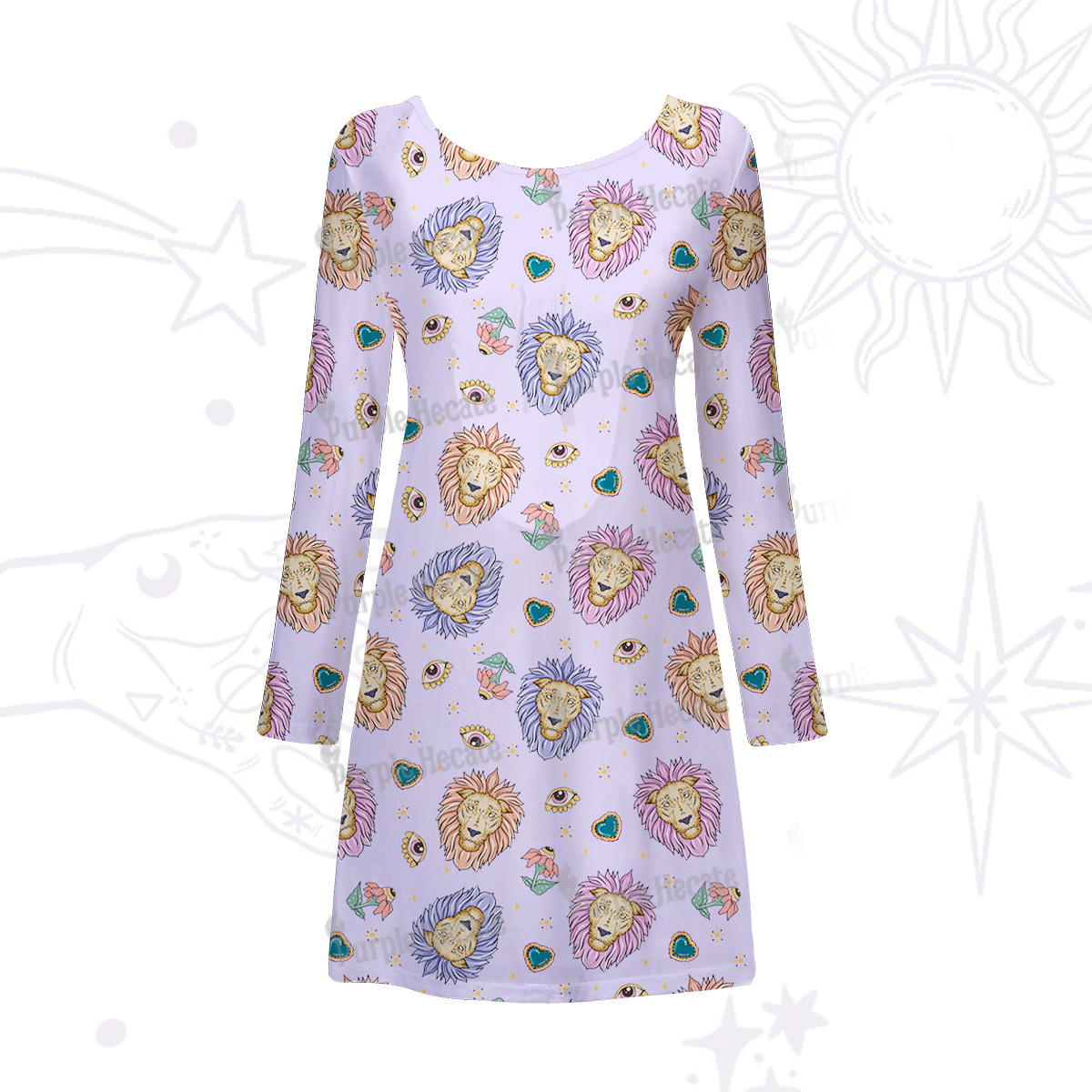 Purplehecate Leo Spirit Zodiac Beachwear Cover-Up Dress