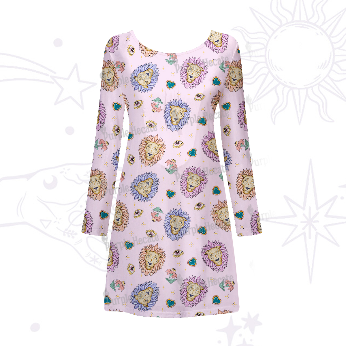 Purplehecate Leo Spirit Zodiac Beachwear Cover-Up Dress