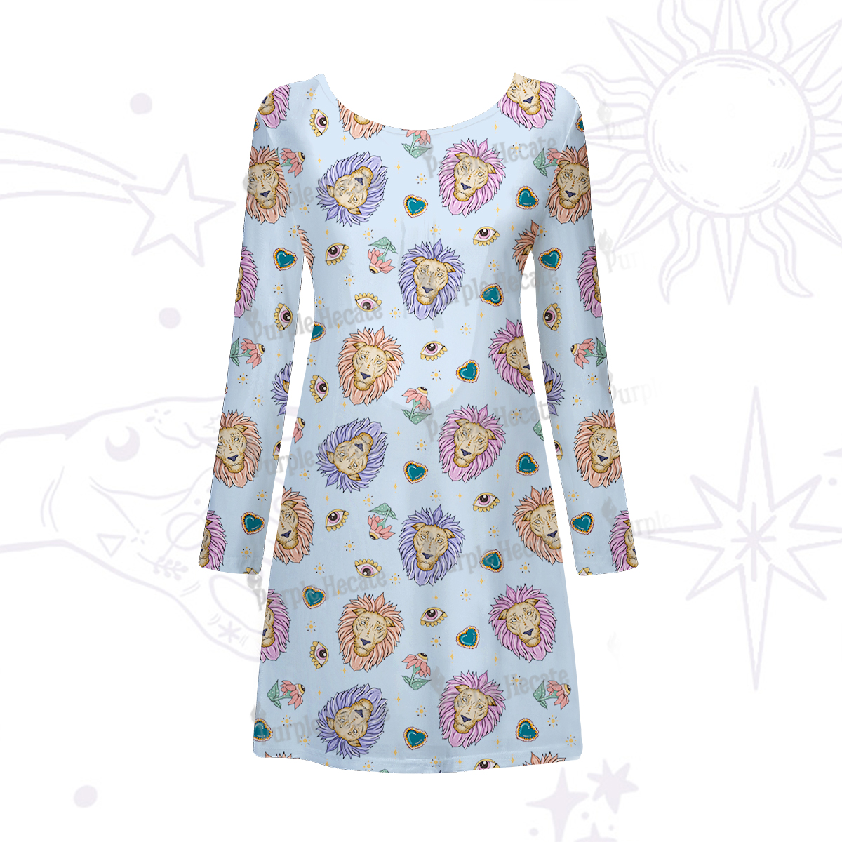 Purplehecate Leo Spirit Zodiac Beachwear Cover-Up Dress