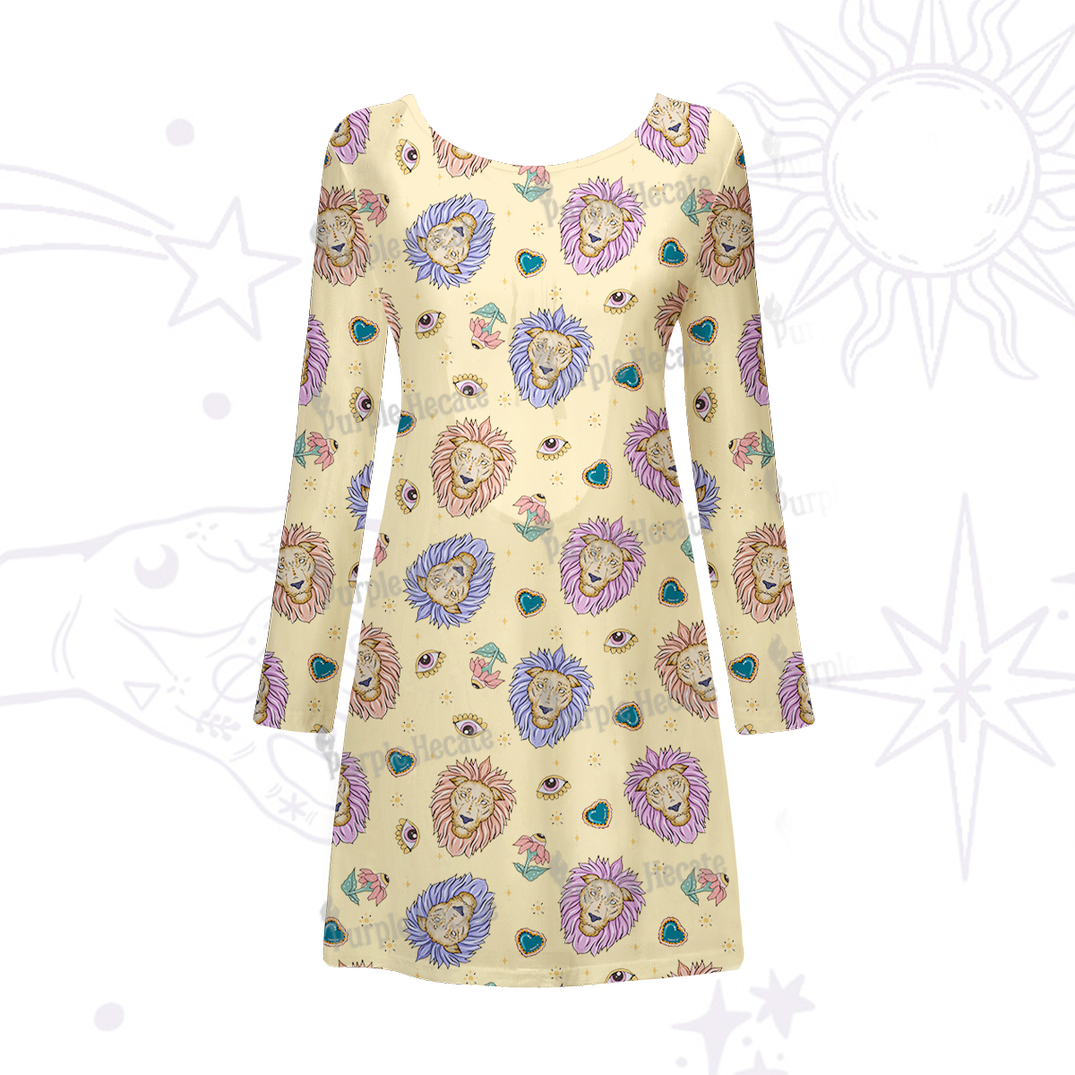 Purplehecate Leo Spirit Zodiac Beachwear Cover-Up Dress