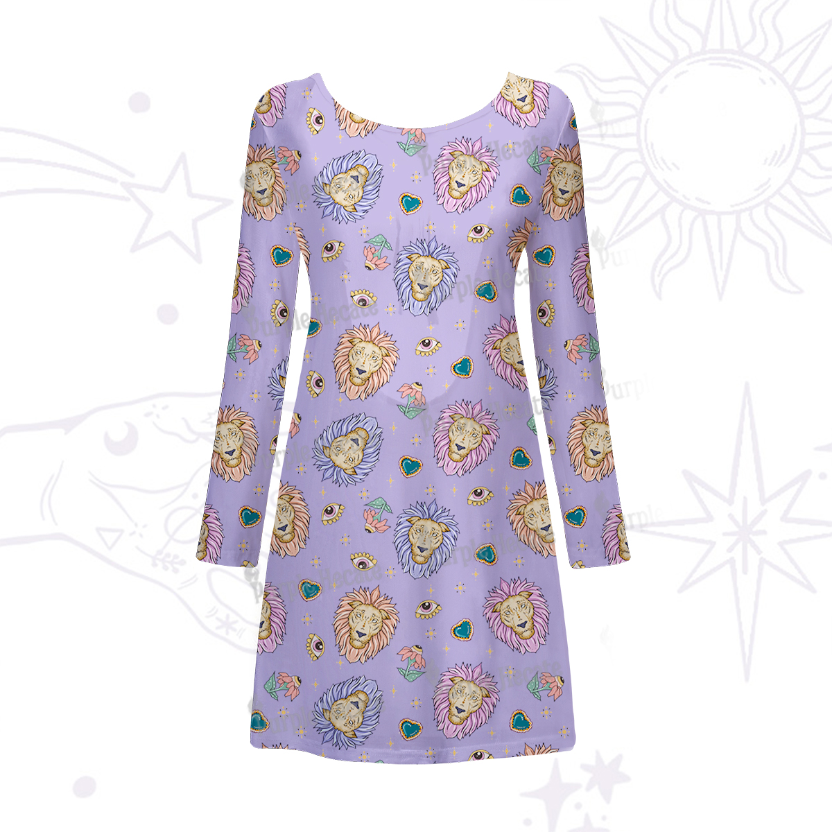 Purplehecate Leo Spirit Zodiac Beachwear Cover-Up Dress