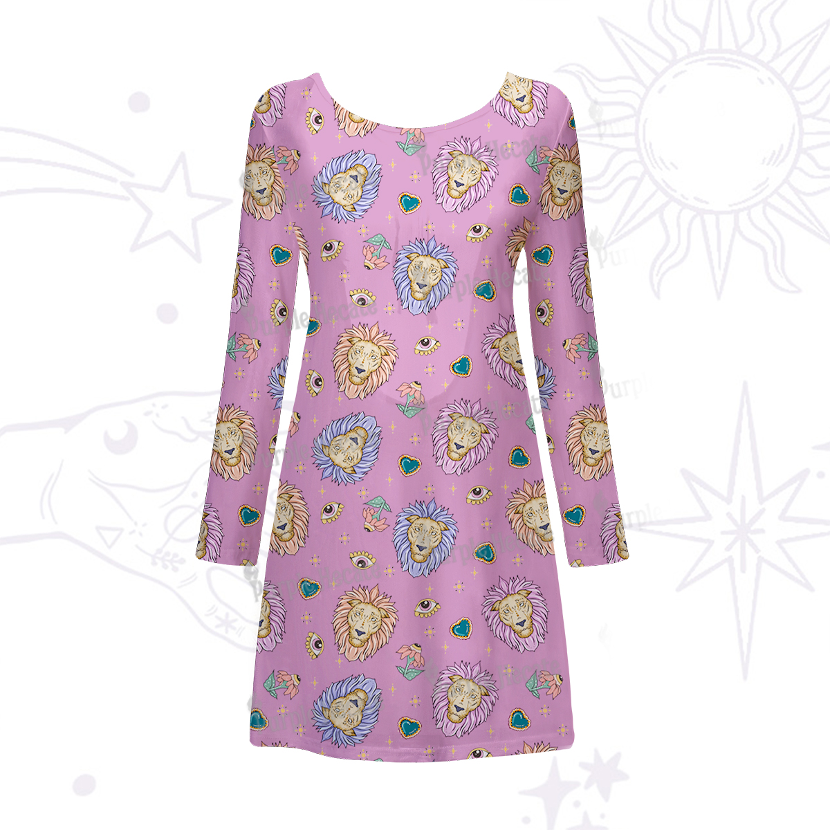 Purplehecate Leo Spirit Zodiac Beachwear Cover-Up Dress