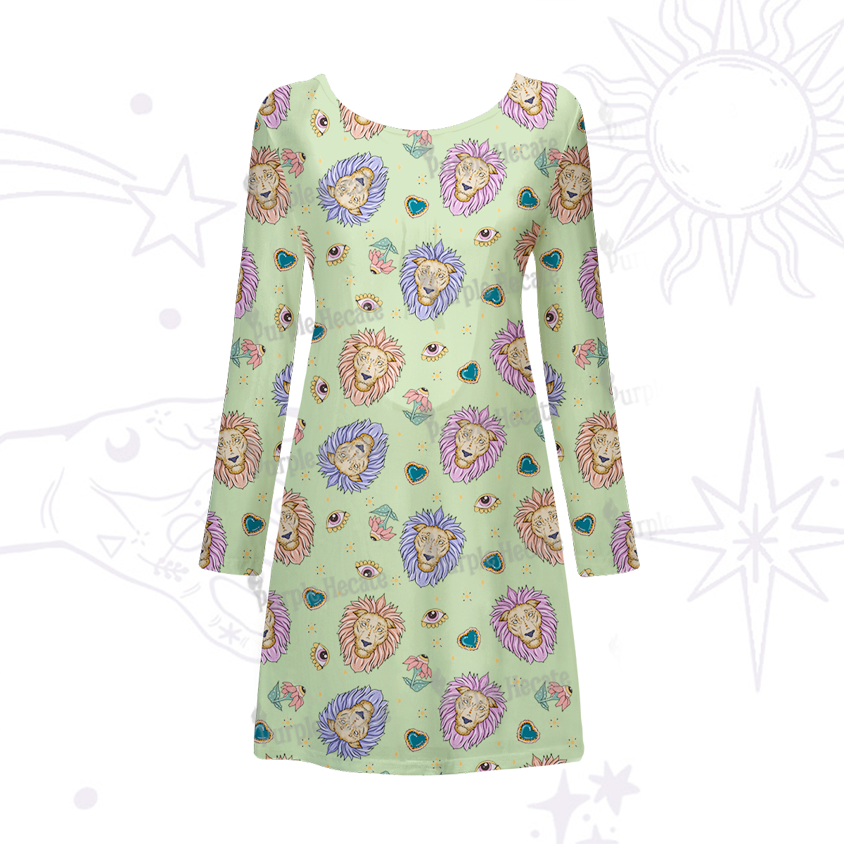 Purplehecate Leo Spirit Zodiac Beachwear Cover-Up Dress