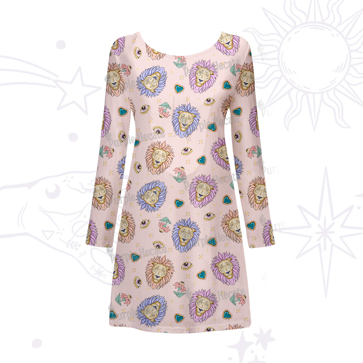 Purplehecate Leo Spirit Zodiac Beachwear Cover-Up Dress