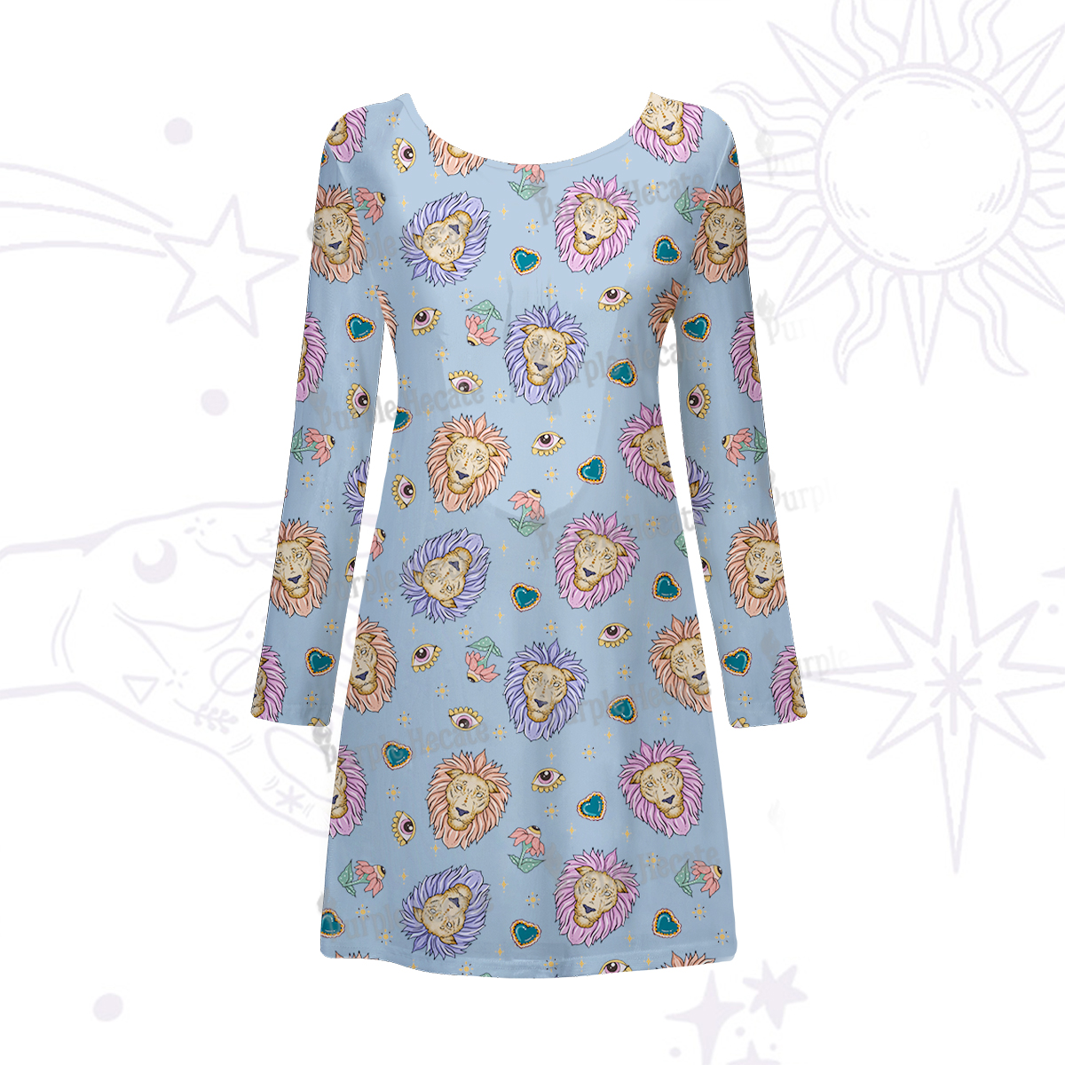 Purplehecate Leo Spirit Zodiac Beachwear Cover-Up Dress