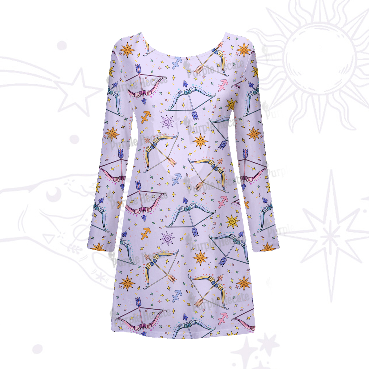 Purplehecate Sagittarius Spirit Zodiac Beachwear Cover-Up Dress