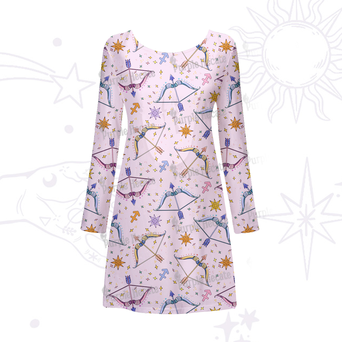 Purplehecate Sagittarius Spirit Zodiac Beachwear Cover-Up Dress