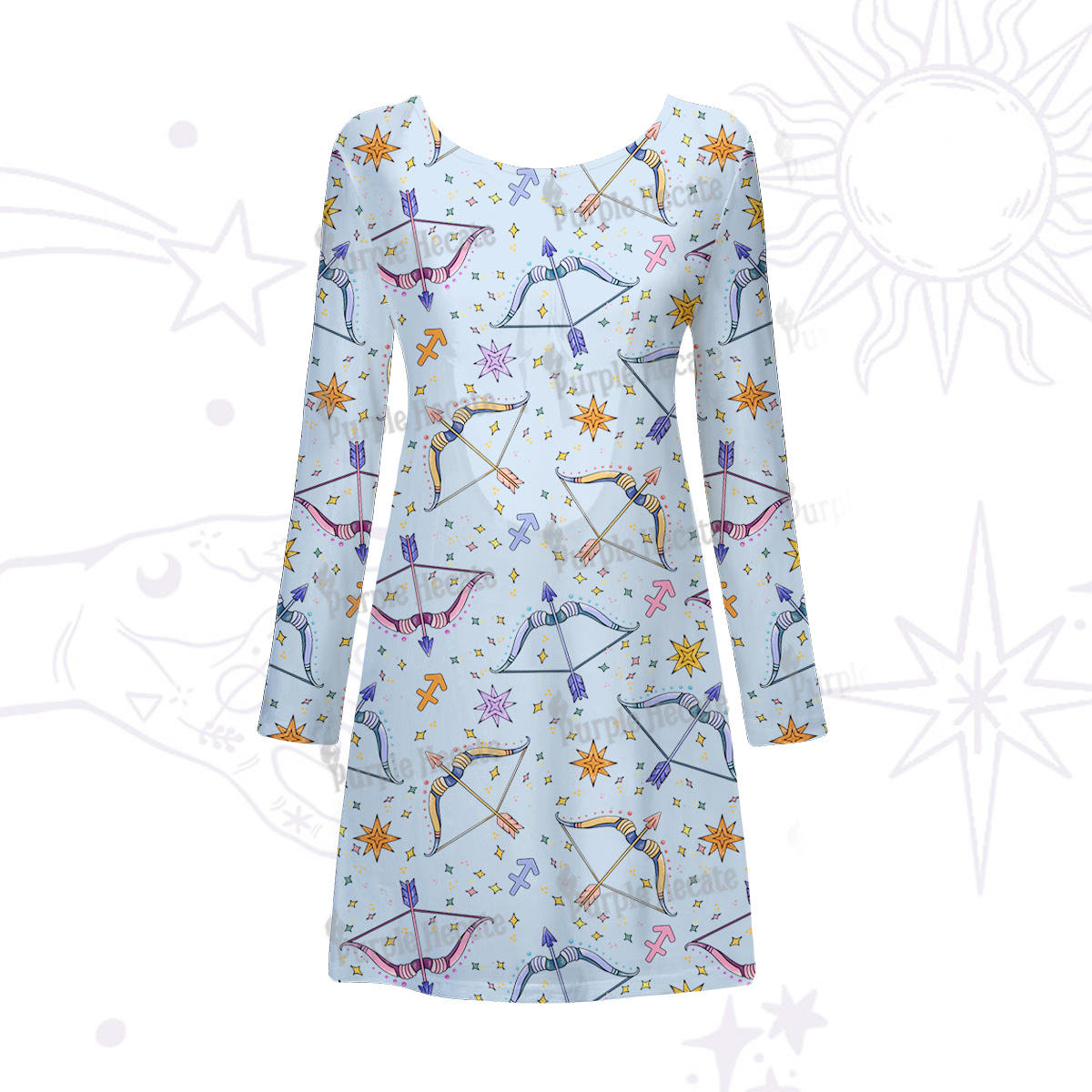 Purplehecate Sagittarius Spirit Zodiac Beachwear Cover-Up Dress