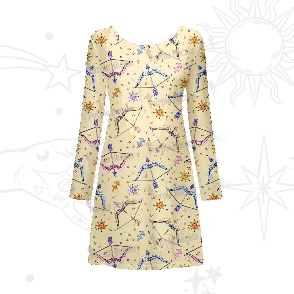 Purplehecate Sagittarius Spirit Zodiac Beachwear Cover-Up Dress