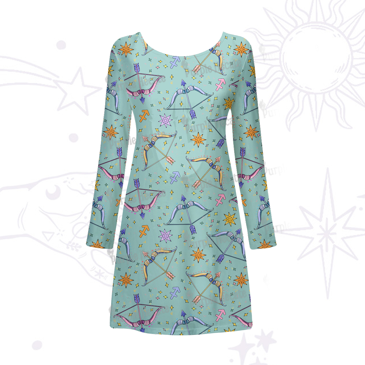 Purplehecate Sagittarius Spirit Zodiac Beachwear Cover-Up Dress