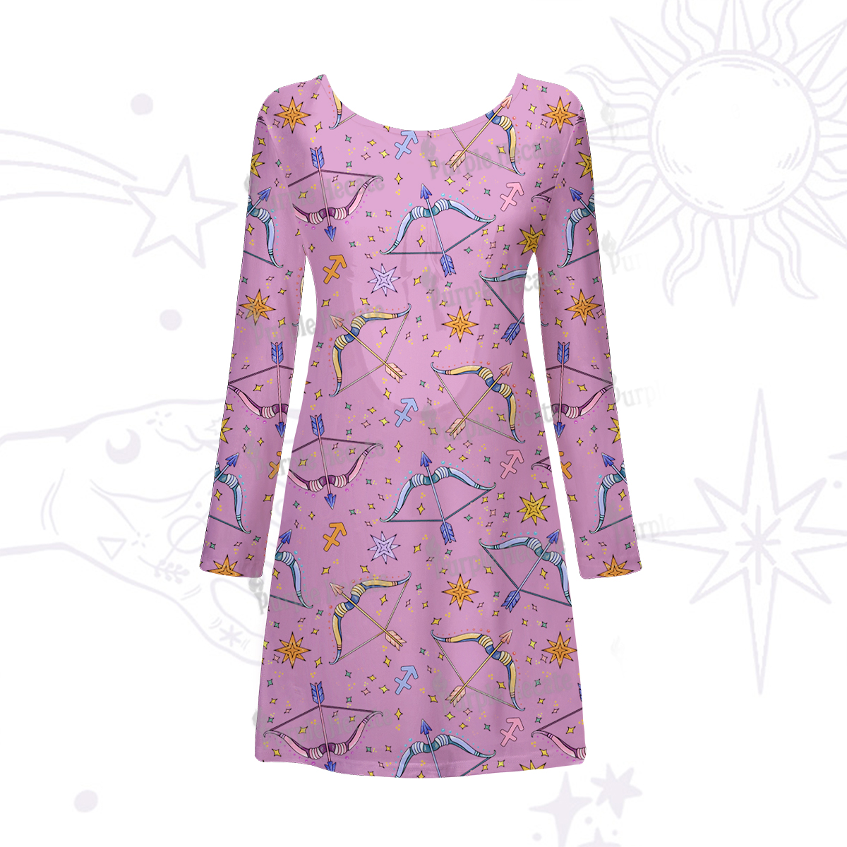 Purplehecate Sagittarius Spirit Zodiac Beachwear Cover-Up Dress