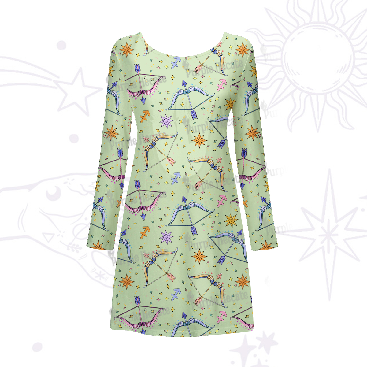 Purplehecate Sagittarius Spirit Zodiac Beachwear Cover-Up Dress