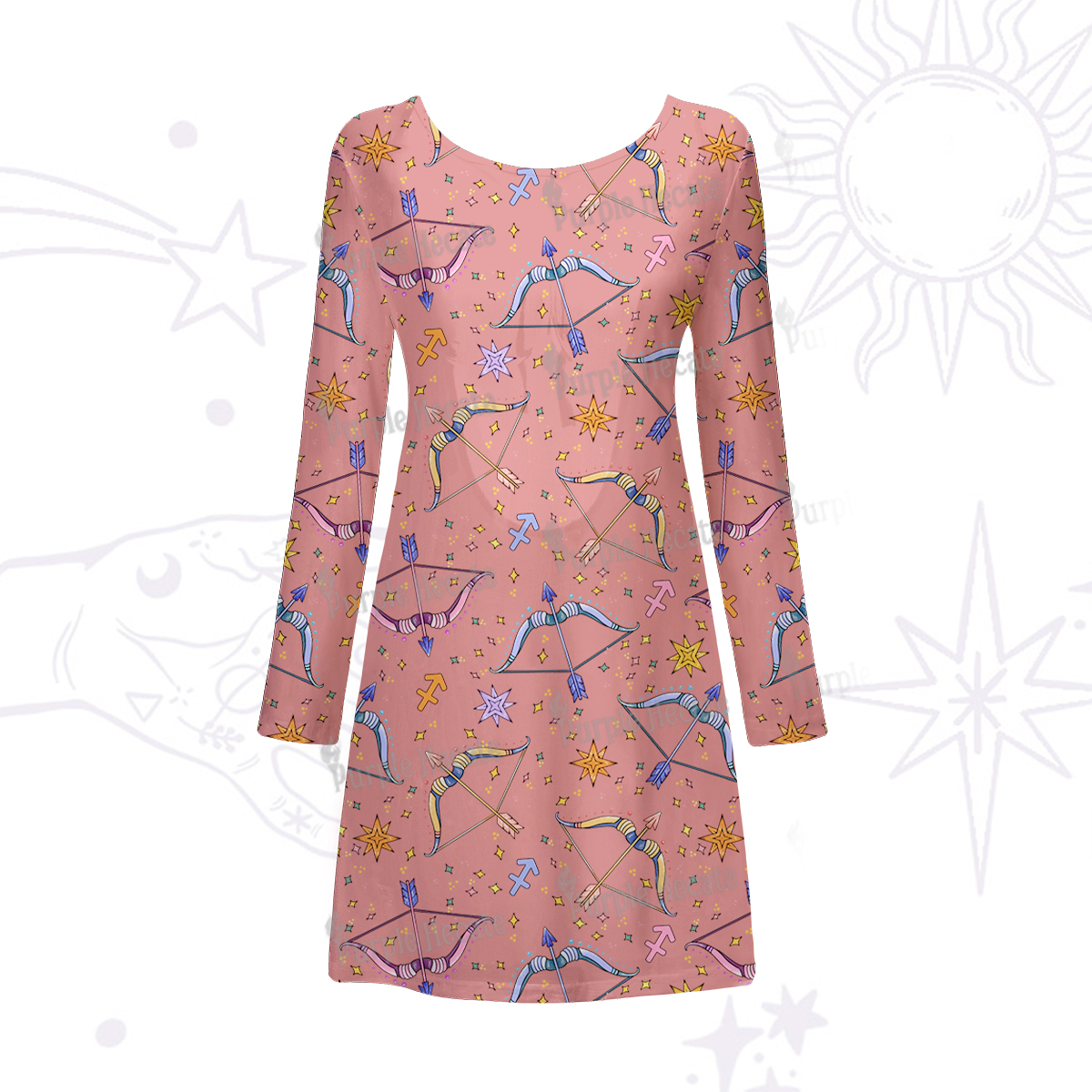 Purplehecate Sagittarius Spirit Zodiac Beachwear Cover-Up Dress