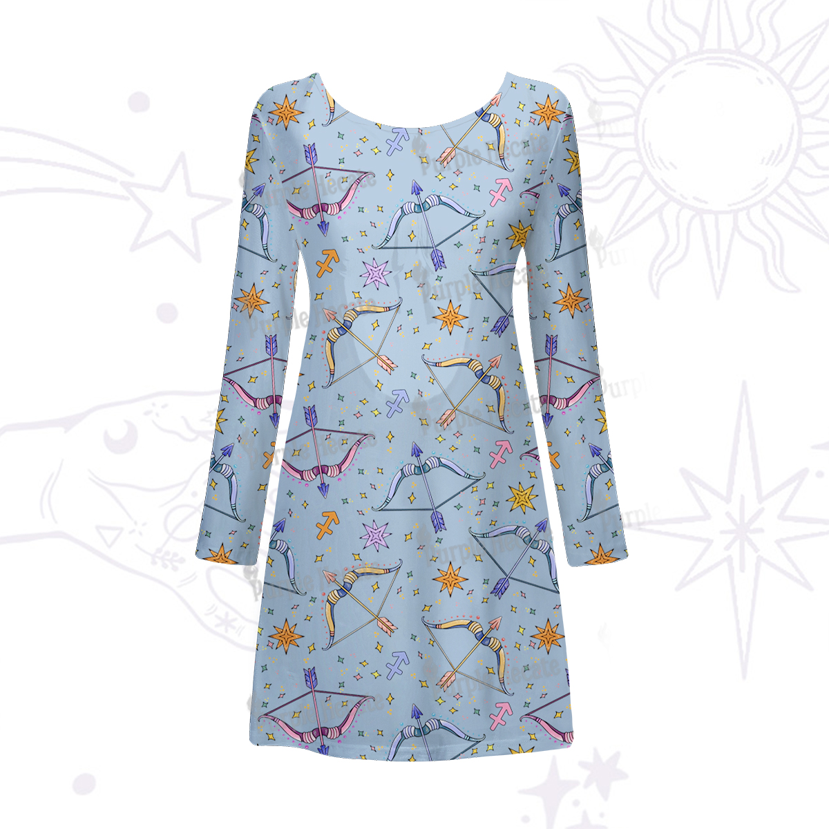 Purplehecate Sagittarius Spirit Zodiac Beachwear Cover-Up Dress