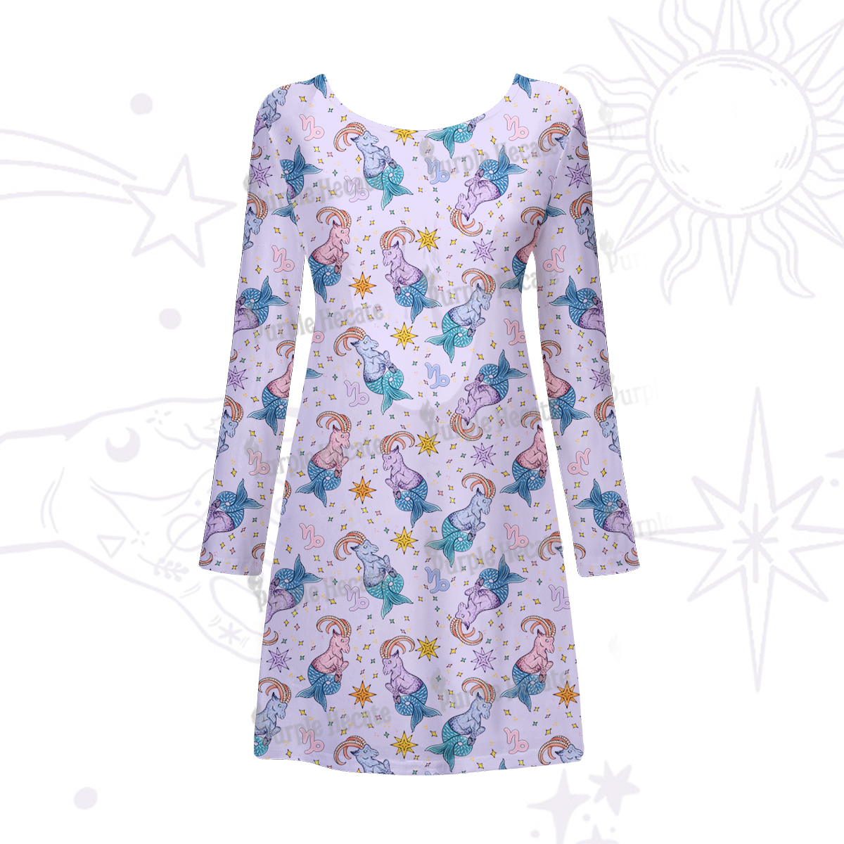 Purplehecate Capricorn Spirit Zodiac Beachwear Cover-Up Dress