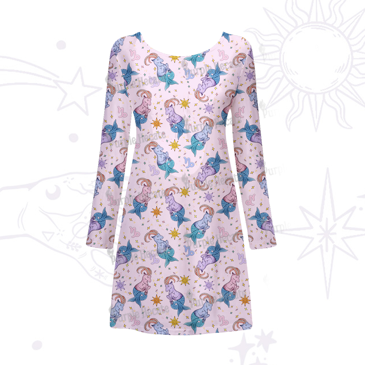 Purplehecate Capricorn Spirit Zodiac Beachwear Cover-Up Dress