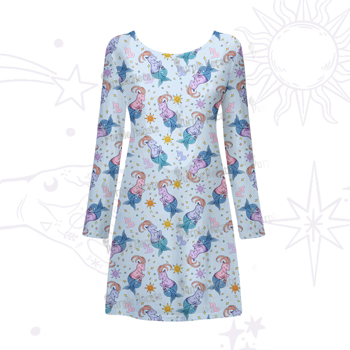 Purplehecate Capricorn Spirit Zodiac Beachwear Cover-Up Dress