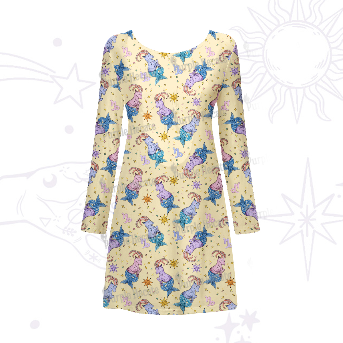 Purplehecate Capricorn Spirit Zodiac Beachwear Cover-Up Dress