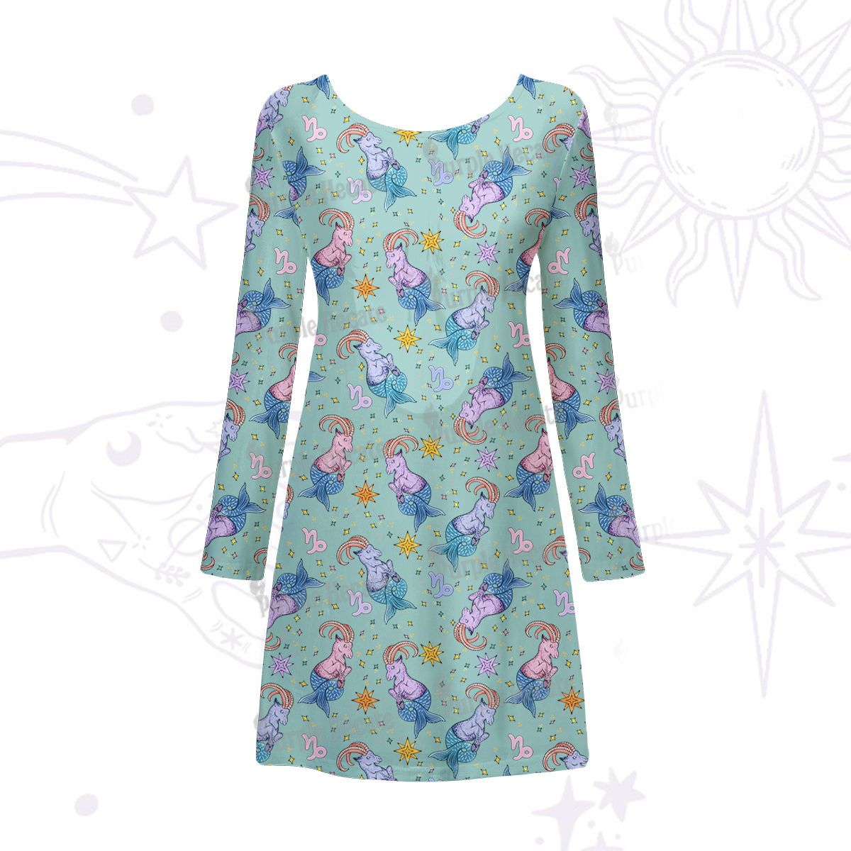 Purplehecate Capricorn Spirit Zodiac Beachwear Cover-Up Dress