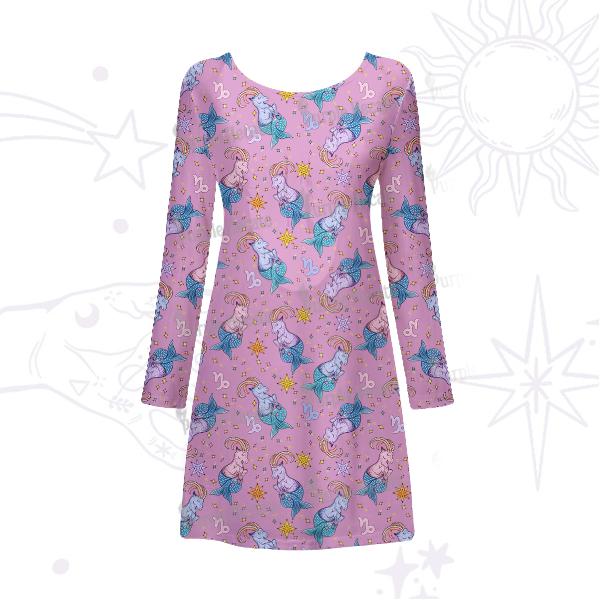 Purplehecate Capricorn Spirit Zodiac Beachwear Cover-Up Dress