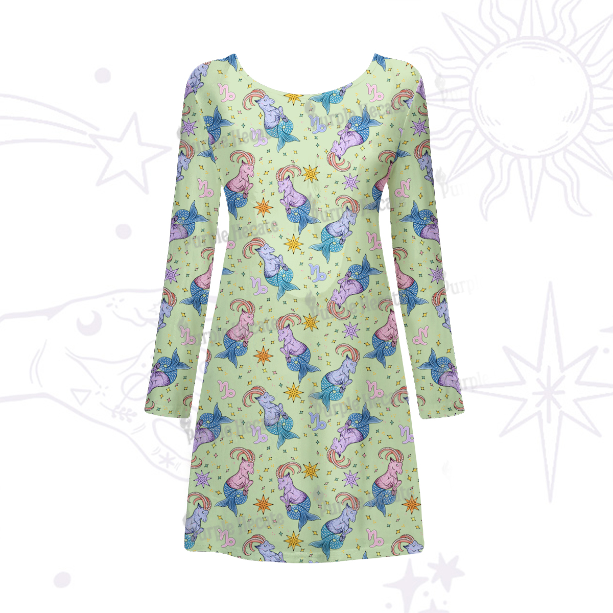 Purplehecate Capricorn Spirit Zodiac Beachwear Cover-Up Dress