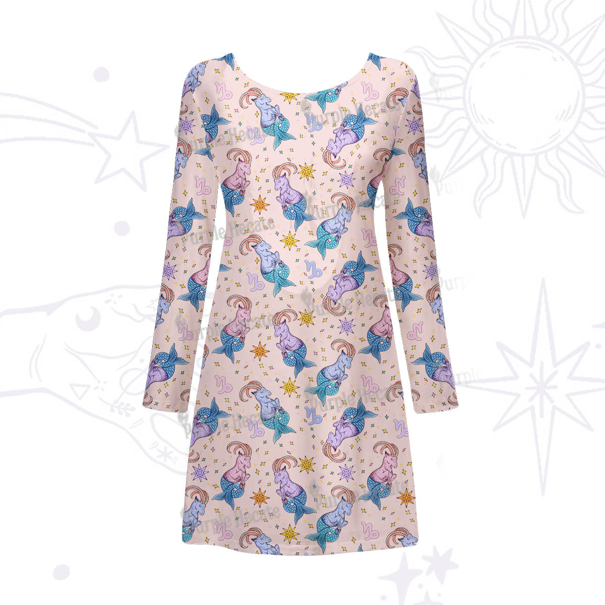 Purplehecate Capricorn Spirit Zodiac Beachwear Cover-Up Dress